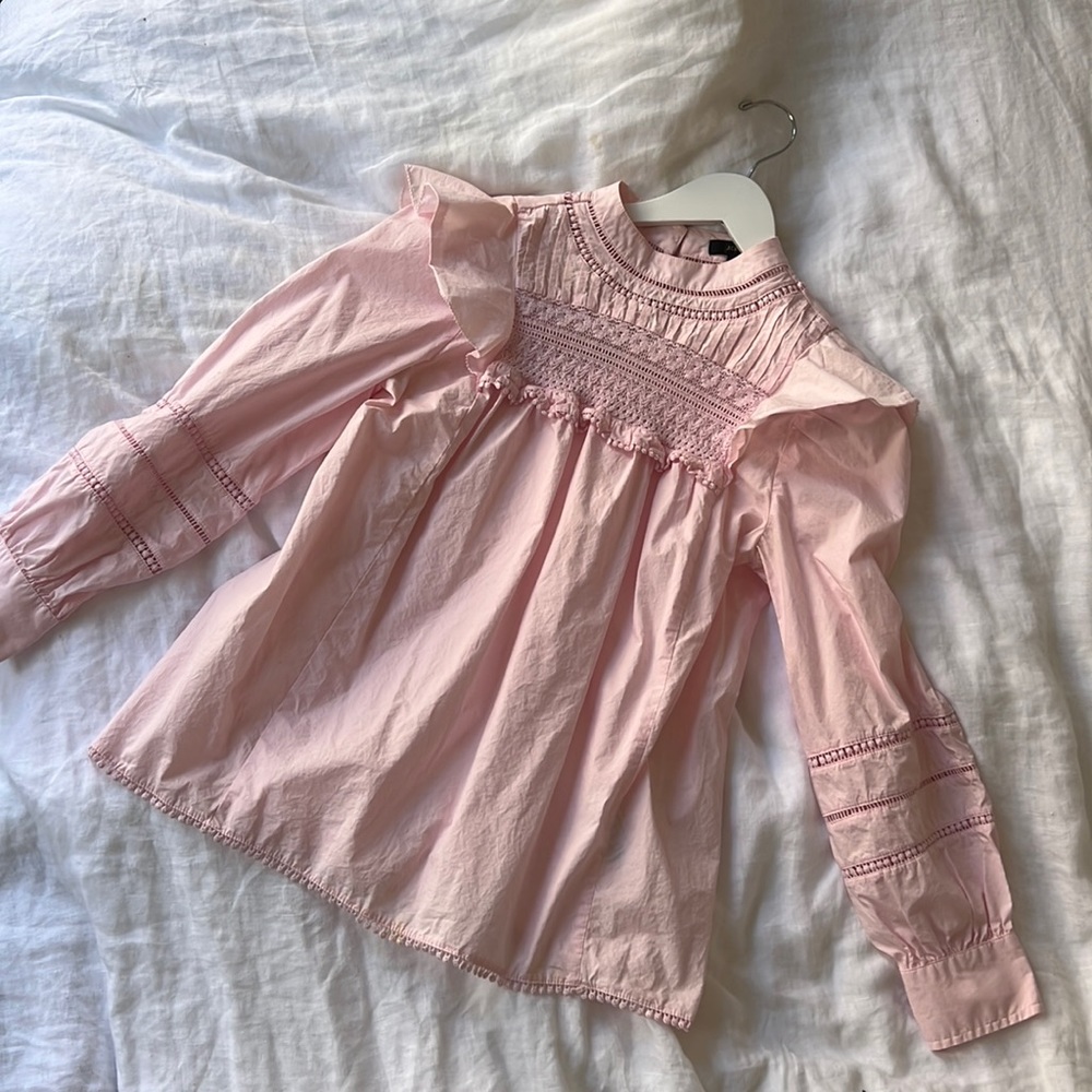 Cotton Spring Ruffled Blouse with Eyelets